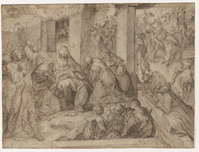 KT 2017 028
<br/>
De aanbidding der koningen
<br/>
<em>Meester van de Egmont albums (16de eeuw)</em>